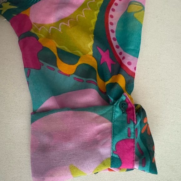 Vibrant Tropical Multicolor Oversized Button Up Shirt Dress - Picture 12 of 12